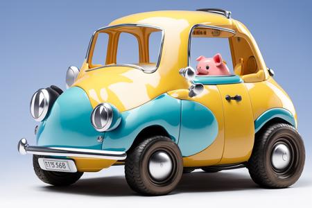 08359-2605980242-((masterpiece, best quality))，A cute little car in the shape of a pig on a white background.png